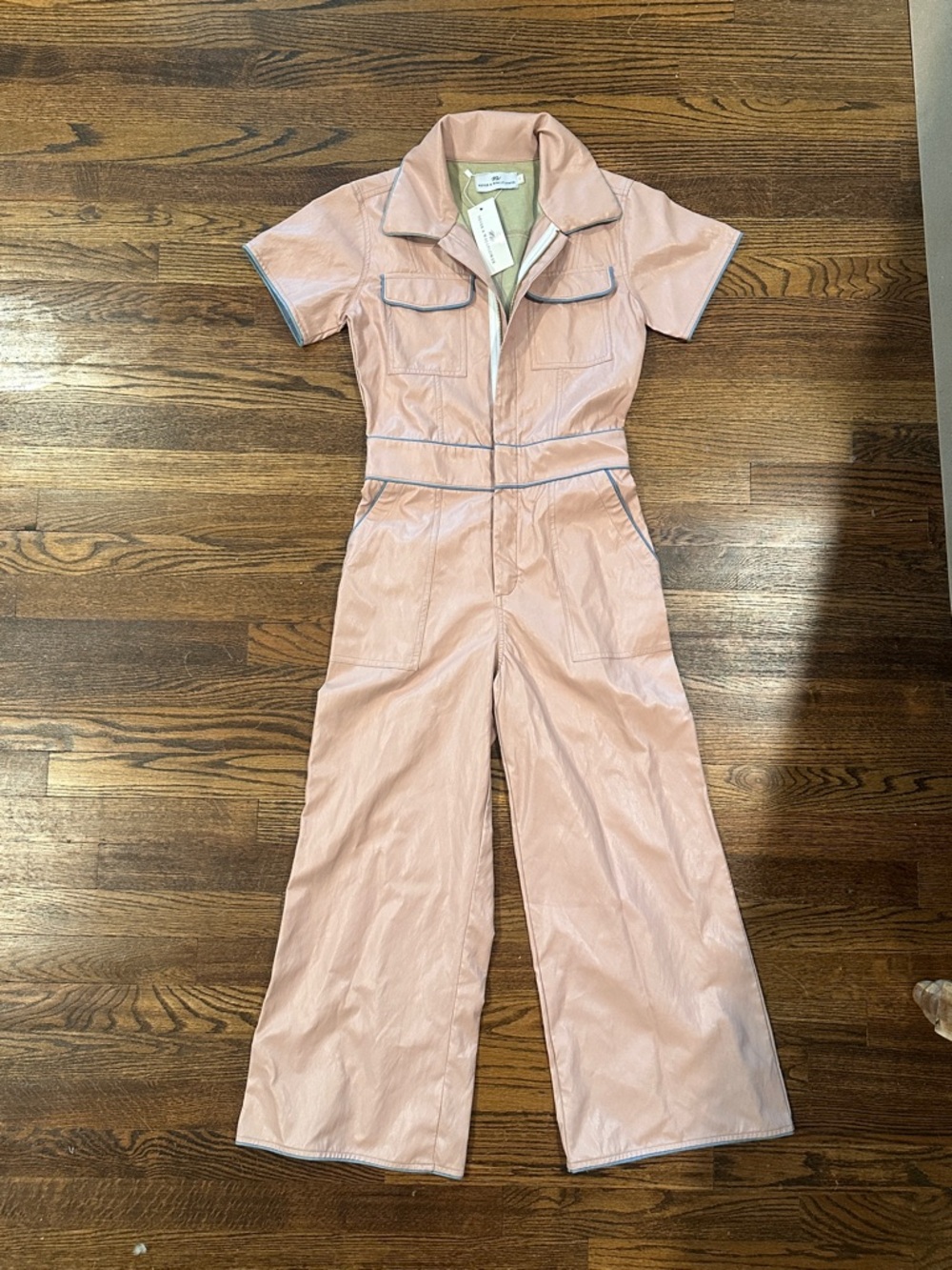 Never a Wallflower Pink Short-Sleeve Utility Wide-Leg Jumpsuit